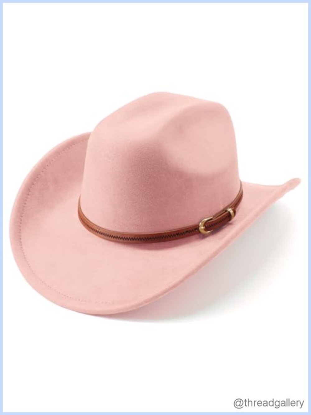Women's Classic Felt Wide Brim Cowboy Fedora Hat with Belt Buckle